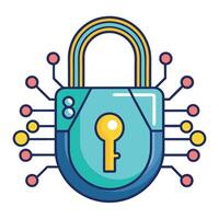 Abstract Lock Icon with Modern and Innovative Digital Key Design vector