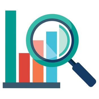 Sleek and Modern Magnifying Glass Icon with Futuristic Bar Graph Design vector