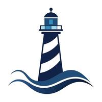 Sleek and Modern Lighthouse Icon with Futuristic Wave Design vector