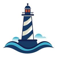 Abstract Lighthouse Icon with Modern and Innovative Wave Design vector