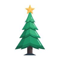 Modern Pine Tree Icon with Unique and Creative Star Design vector