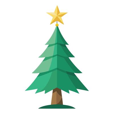 Sleek and Modern Pine Tree Icon with Futuristic Star Design