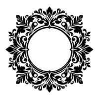 Intricate black floral frame with circular center on a white background vector