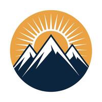 Stylized Mountain Icon with Sun and Modern Design Elements vector