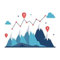 Modern Mountains Icon with Unique and Creative Data Point Design vector
