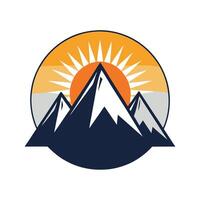 Modern Mountain Icon with Unique and Creative Sun Design vector