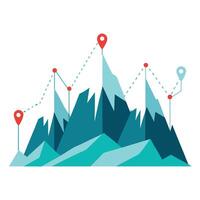 Stylized Mountains Icon with Data Points and Modern Design Elements vector