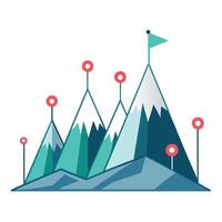 Sleek and Modern Mountains Icon with Futuristic Data Point Design vector