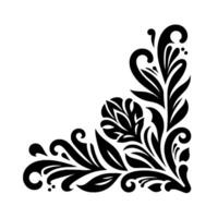 Elegant corner flourish a monochromatic floral with leafy vines and intricate scrollwork vector