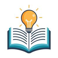 Abstract Open Book Icon with Modern and Innovative Lightbulb Design vector