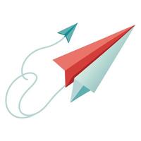 Minimalist Paper Airplane Icon with Trail and Modern Design Elements vector