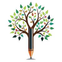 Abstract Pen Icon with Modern and Innovative Tree Branch Design vector