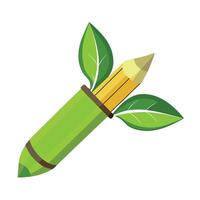 Modern Pencil Icon with Unique and Creative Leaf Design vector