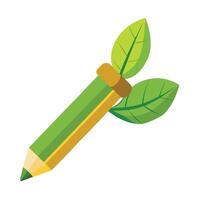 Sleek and Modern Pencil Icon with Futuristic Leaf Design vector
