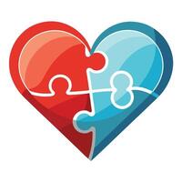 Modern Puzzle Piece Icon with Unique and Creative Heart Design vector