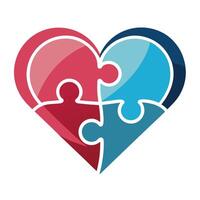 Stylized Puzzle Piece Icon with Heart and Modern Design Elements vector