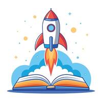 Modern Rocket Icon with Unique and Creative Book Design vector