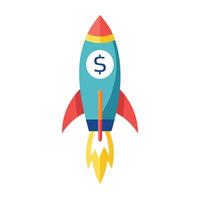 Modern Rocket Icon with Unique and Creative Dollar Sign Design vector
