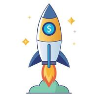 Abstract Rocket Icon with Modern and Innovative Dollar Sign Design vector