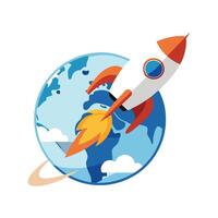 Abstract Rocket Icon with Modern and Innovative Earth Trail Design vector