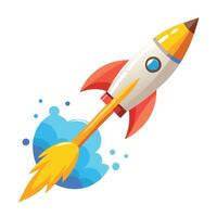 Sleek and Modern Rocket Icon with Futuristic Paintbrush Trail Design vector