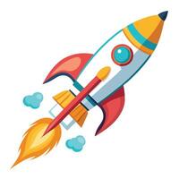 Abstract Rocket Icon with Modern and Innovative Paintbrush Trail Design vector