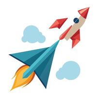 Abstract Rocket Icon with Modern and Innovative Paper Plane Design vector