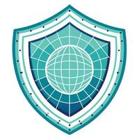 Sleek and Modern Shield Icon with Futuristic Data Grid Design vector