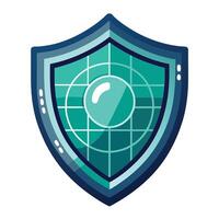 Stylized Shield Icon with Data Grid and Modern Design Elements vector