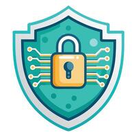 Sleek and Modern Shield Icon with Futuristic Digital Lock Design vector