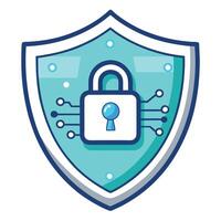Modern Shield Icon with Unique and Creative Digital Lock Design vector