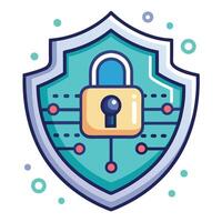 Abstract Shield Icon with Modern and Innovative Digital Lock Design vector