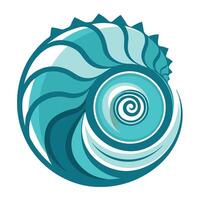 Sleek and Modern Spiral Shell Icon with Futuristic Wave Design vector