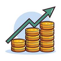 Modern Stacked Coins Icon with Unique and Creative Arrow Design vector