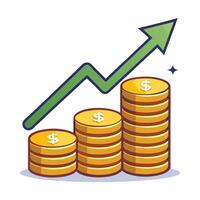 Sleek and Modern Stacked Coins Icon with Futuristic Arrow Design vector