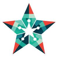 Stylized Star Icon with Puzzle Pieces and Modern Design Elements vector