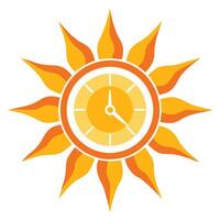 Sleek and Modern Sun Icon with Futuristic Clock Hand Design vector