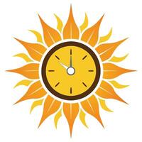 Stylized Sun Icon with Clock Hands and Modern Design Elements vector