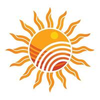 Stylized Sun Icon with Digital Waves and Modern Design Elements vector