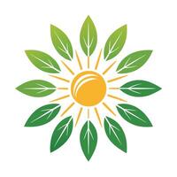 Abstract Sun Icon with Modern and Innovative Leaf Ray Design vector