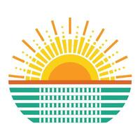 Abstract Sunrise Icon with Modern and Innovative Binary Code Design vector