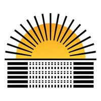 Sleek and Modern Sunrise Icon with Futuristic Binary Code Design vector