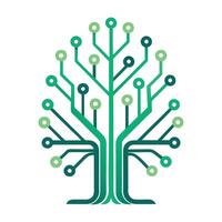 Modern Tree Icon with Unique and Creative Circuit Root Design vector