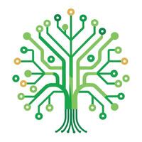 Sleek and Modern Tree Icon with Futuristic Circuit Root Design vector