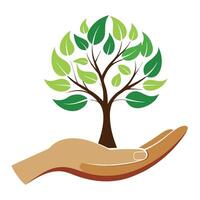 Abstract Tree Icon with Modern and Innovative Hand Design vector