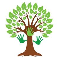 Sleek and Modern Tree Icon with Futuristic Handprint Design vector