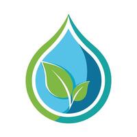 Abstract Water Drop Icon with Modern and Innovative Leaf Design vector