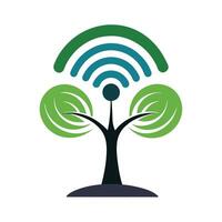 Modern Wi-Fi Signal Icon with Unique and Creative Tree Design vector