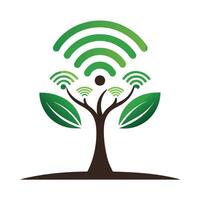 Stylized Wi-Fi Signal Icon with Tree and Modern Design Elements vector