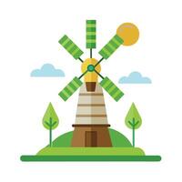 Stylized Windmill Icon Lightbulb Modern Design Elements vector